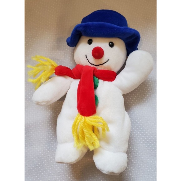 Main Joy Limited 8" Stuffed Plush Snowman Blue Hat Red Nose Toy - Picture 2 of 8